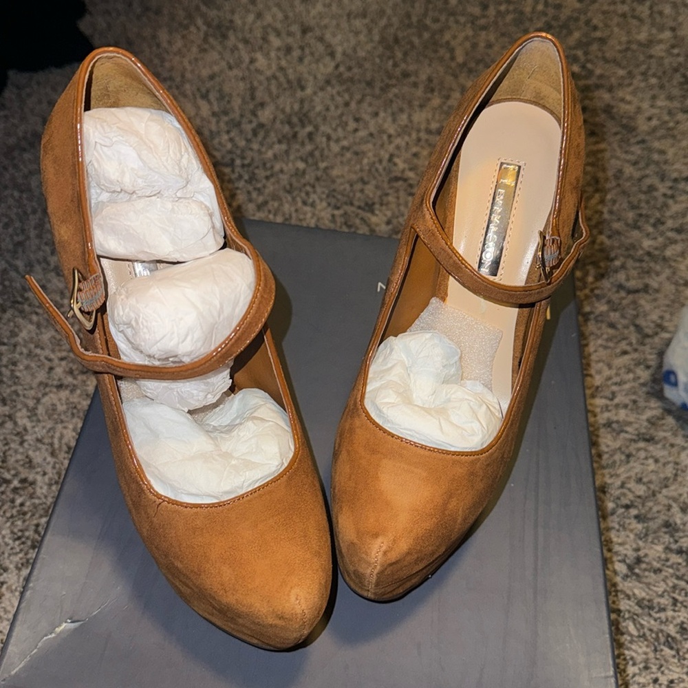 Tan high heels